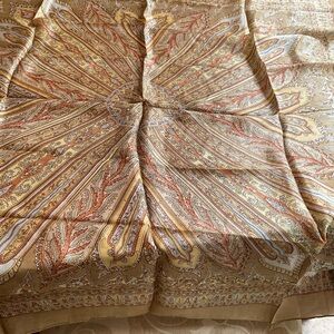 PRINCE SILKS 100% Silk Scarf - Made in Kashmir Gorgeous Fall Colors 40 x 40” NWT